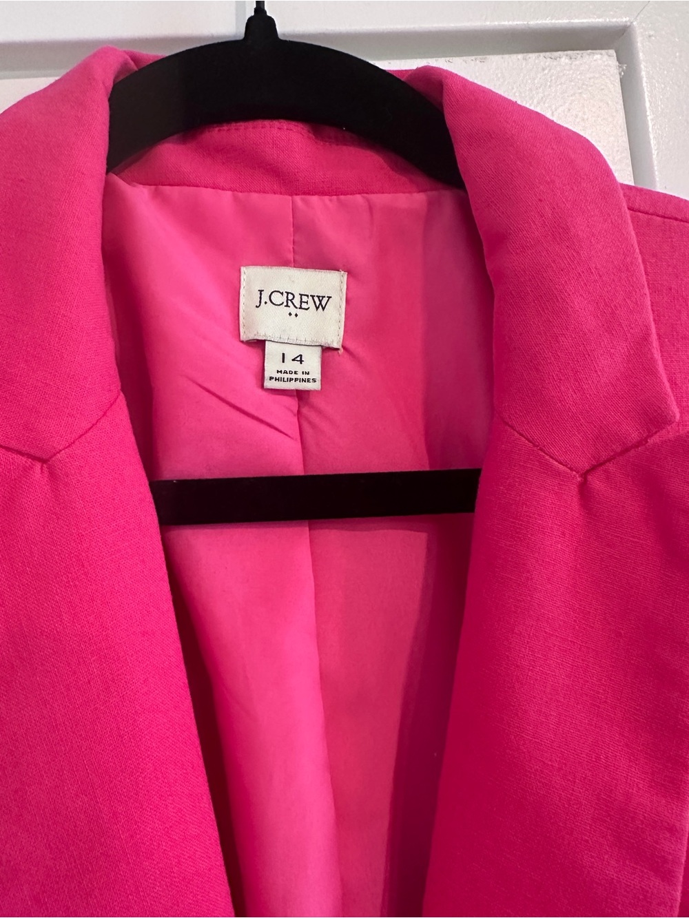 J.Crew Hot Pink Blazer One Button Size 14 Career Fuchsia - Picture 2 of 6